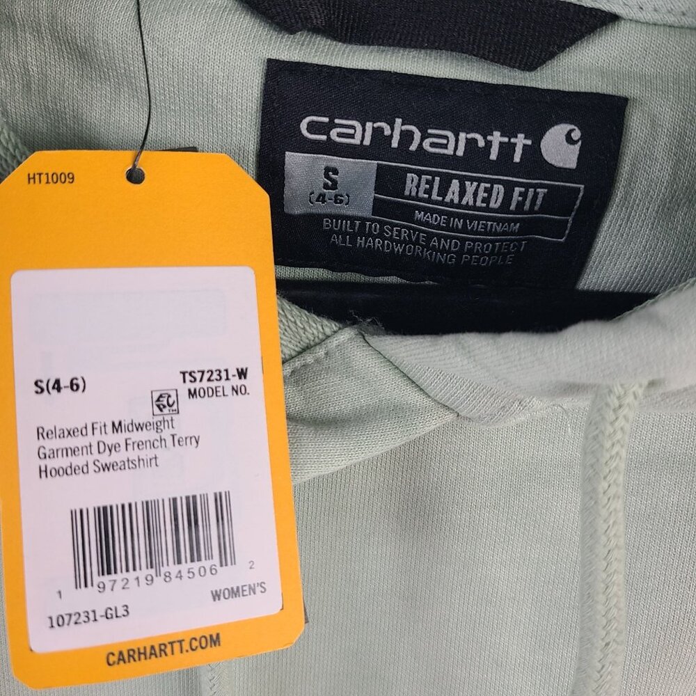 NWT Carhartt Womens Relaxed Fit French Terry Hoodie Sweatshirt Sage Green Sz S - Picture 2 of 5